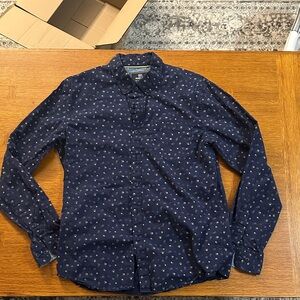 Men's Navy Patterned Button-Down Shirt